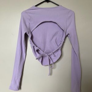 Cotton on purple ribbed open back long sleeve